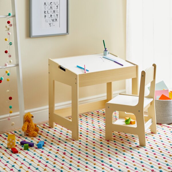 Kids Nico Flip Desk With Chair, Natural