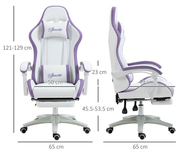 Vinsetto Gaming Chair, Recliner with PU Leather, 360 Swivel, Footrest & Lumbar Support, Purple Aosom UK