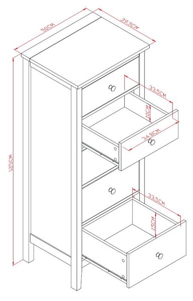 Lynton Tall Small 5 Drawer Chest, White