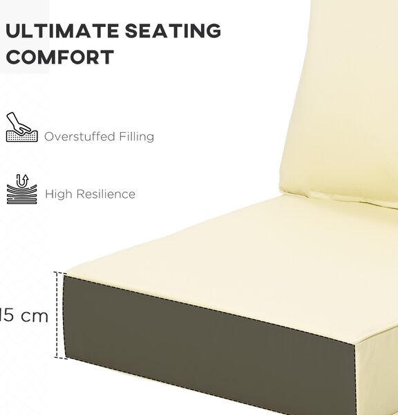 Outsunny 4 Pieces Outdoor Seat and Back Cushion Set Patio Deep Seating Chair Replacement Cushion, Beige