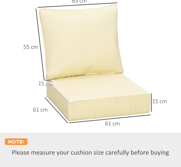 Outsunny 4 Pieces Outdoor Seat and Back Cushion Set Patio Deep Seating Chair Replacement Cushion, Beige