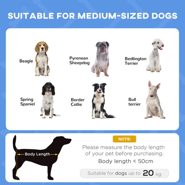 PawHut Elevated Dog Bed with Waterproof, Breathable Mesh and UV Protection Canopy, Blue, for Medium Dogs, 76 x 61 x 73cm Aosom UK