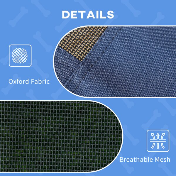 PawHut Elevated Pet Retreat: Waterproof Mesh Cot with UV Canopy for XL Dogs, 122 x 92 x 108 cm, Azure Blue Aosom UK