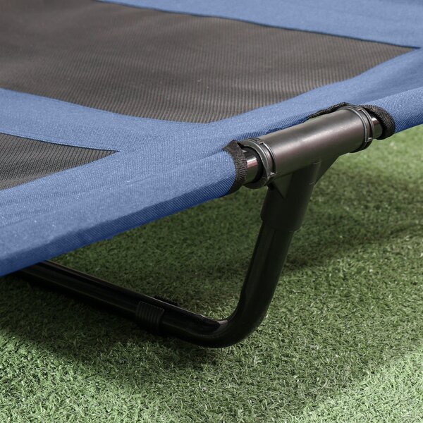 PawHut Elevated Pet Retreat: Waterproof Mesh Cot with UV Canopy for XL Dogs, 122 x 92 x 108 cm, Azure Blue Aosom UK