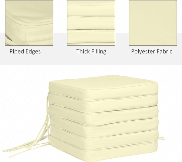 Outsunny Garden Chair Cushions: Set of 6 Plush Seat Pads for Alfresco Comfort, 42Lx42Wx5T cm, Cream White Aosom UK