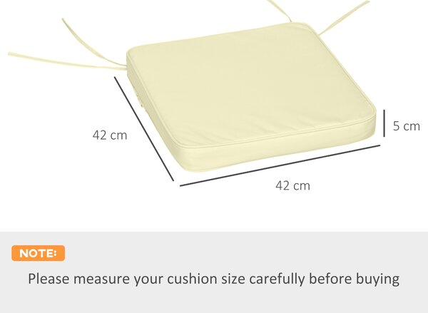 Outsunny Garden Chair Cushions: Set of 6 Plush Seat Pads for Alfresco Comfort, 42Lx42Wx5T cm, Cream White Aosom UK
