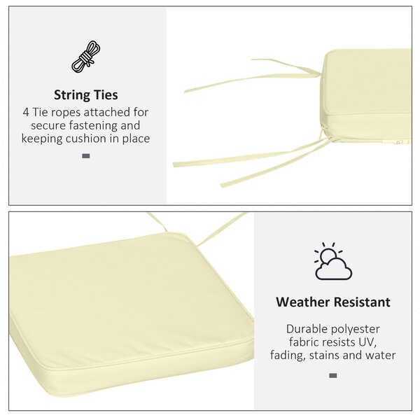 Outsunny Garden Chair Cushions: Set of 6 Plush Seat Pads for Alfresco Comfort, 42Lx42Wx5T cm, Cream White Aosom UK