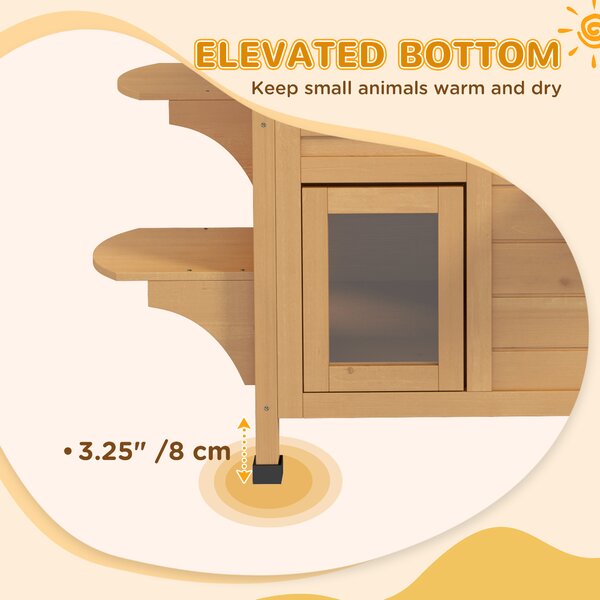 PawHut Wooden Cat House Condos Cat Cave Pet Shelter 2 Floor Villa Outdoor Furniture Natural Wood Finish Aosom UK