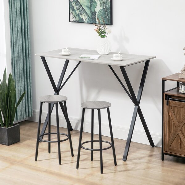 HOMCOM 120 cm Rectangular Bar Table for 4 People, Modern Kitchen Table with Marble Effect Tabletop, Steel Legs, Breakfast Table, White Aosom UK