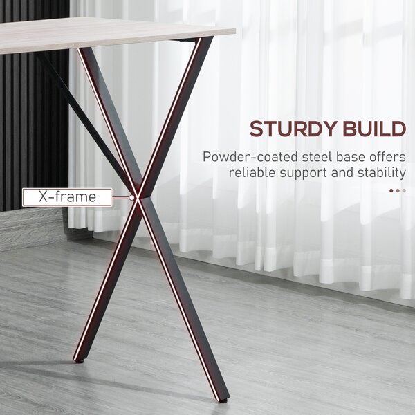 HOMCOM 120 cm Rectangular Bar Table for 4 People, Modern Kitchen Table with Marble Effect Tabletop, Steel Legs, Breakfast Table, White Aosom UK