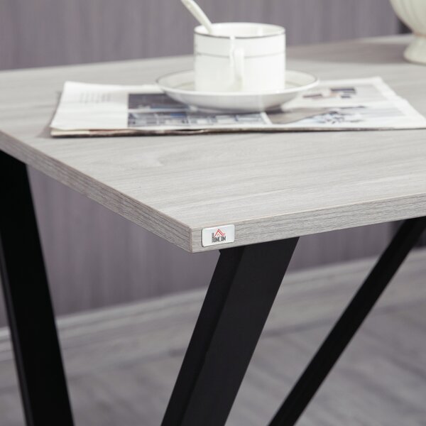 HOMCOM 120 cm Rectangular Bar Table for 4 People, Modern Kitchen Table with Marble Effect Tabletop, Steel Legs, Breakfast Table, White Aosom UK