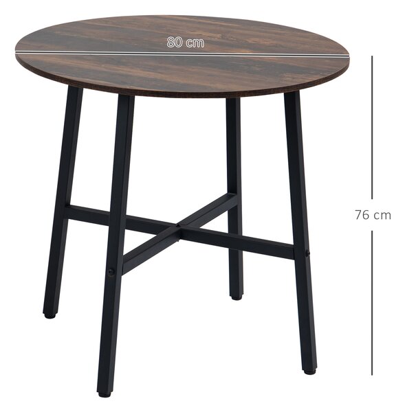 HOMCOM Round Kitchen with Steel Legs, Table Dining Room Table for 4 people, Industrial Style Kitchen Table, Rustic Brown Aosom UK