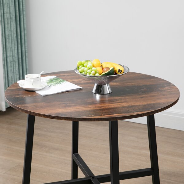 HOMCOM Round Kitchen with Steel Legs, Table Dining Room Table for 4 people, Industrial Style Kitchen Table, Rustic Brown Aosom UK