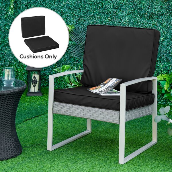 Outsunny Rattan Sofa Chair Cushion Set, 2 Piece, 1 Seat Pad and 1 Back Pillow, for Indoor and Outdoor Use, Black Aosom UK