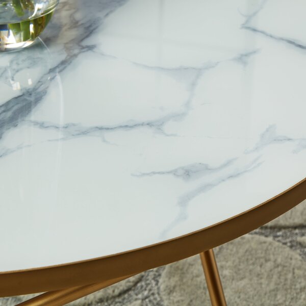 Zoey Effect Coffee Table, White Marble