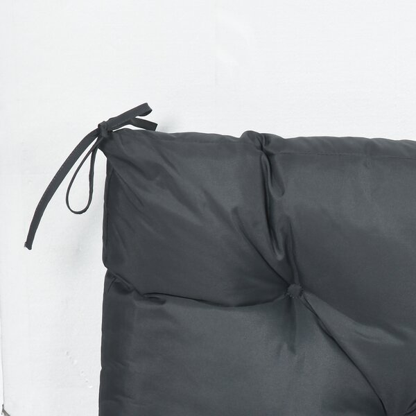 Outsunny Garden Bench Cushion: 2-Seater Padded Chair Pad with Back & Ties, Indoor/Outdoor Use, Dark Grey, 98 x 100cm Aosom UK