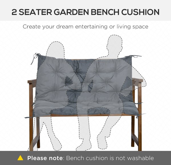 Outsunny Garden Bench Cushion: 2-Seater Padded Chair Pad with Back & Ties, Indoor/Outdoor Use, Dark Grey, 98 x 100cm Aosom UK