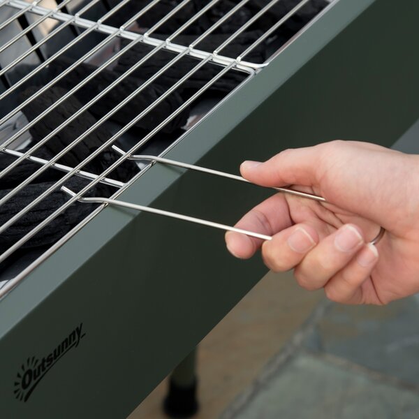 Outsunny Portable Charcoal Barbecue Grill w/ Seasoning Baskets, Hooks, Removable Legs and Multiple Vents Aosom UK
