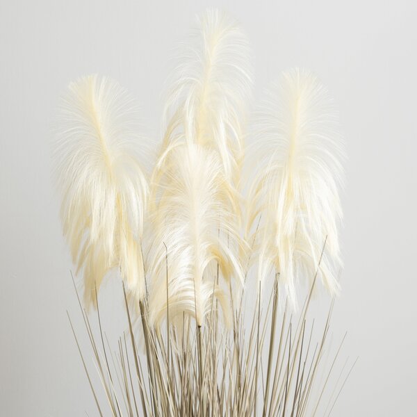 Artificial Cream Pampas Grass in Black Plant Pot