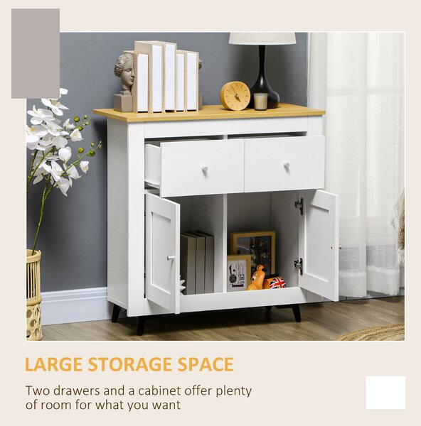 HOMCOM Sideboard Cabinet, Modern Kitchen Cupboard with Double Doors and Drawers for Dining Room, Living Room and Entryway, White Aosom UK