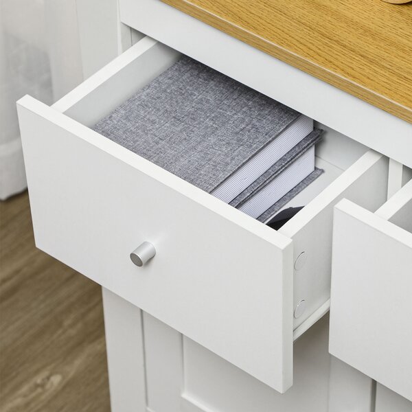 HOMCOM Sideboard Cabinet, Modern Kitchen Cupboard with Double Doors and Drawers for Dining Room, Living Room and Entryway, White Aosom UK