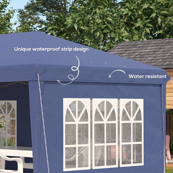 Outsunny 3 x 6m Heavy Duty Pop Up Gazebo, Party Tent Garden Marquee with Sidewalls and Carry Bag , Height Adjustable, Blue Aosom UK