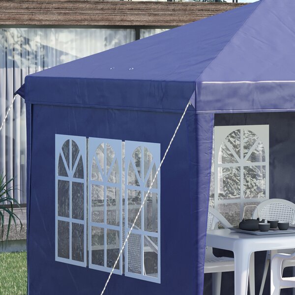 Outsunny 3 x 6m Heavy Duty Pop Up Gazebo, Party Tent Garden Marquee with Sidewalls and Carry Bag , Height Adjustable, Blue Aosom UK