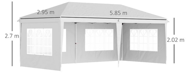 Outsunny 3 x 6m Pop Up Gazebo, Height Adjustable Marquee Party Tent with Sidewalls and Storage Bag, White Aosom UK