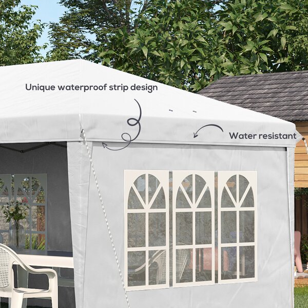 Outsunny 3 x 6m Pop Up Gazebo, Height Adjustable Marquee Party Tent with Sidewalls and Storage Bag, White Aosom UK