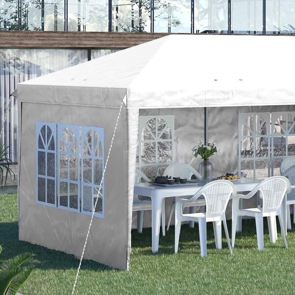 Outsunny 3 x 6m Pop Up Gazebo, Height Adjustable Marquee Party Tent with Sidewalls and Storage Bag, White Aosom UK