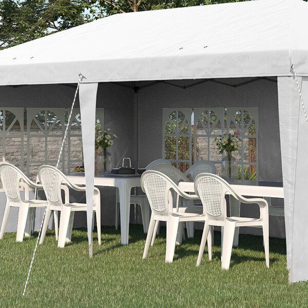 Outsunny 3 x 6m Pop Up Gazebo, Height Adjustable Marquee Party Tent with Sidewalls and Storage Bag, White Aosom UK