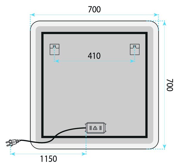 Mirror LED 70x70cm TOP-2
