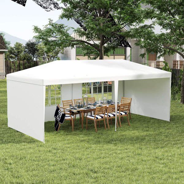 Outsunny 6 x 3 m Party Tent Gazebo Marquee Outdoor Patio Canopy Shelter with Windows and Side Panels White Aosom UK