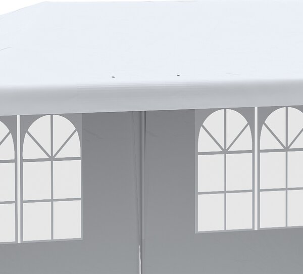 Outsunny 6 x 3 m Party Tent Gazebo Marquee Outdoor Patio Canopy Shelter with Windows and Side Panels White Aosom UK