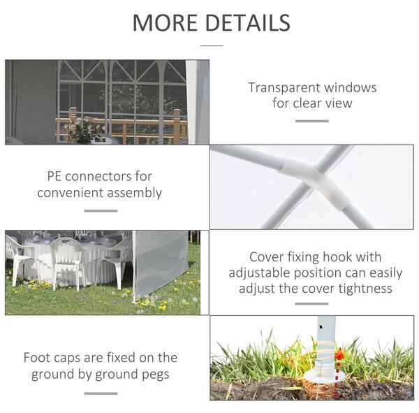 Outsunny 6 x 3 m Party Tent Gazebo Marquee Outdoor Patio Canopy Shelter with Windows and Side Panels White Aosom UK