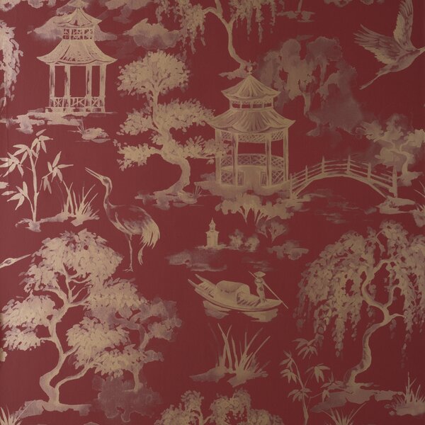 Watercolour Scene Russet Wallpaper