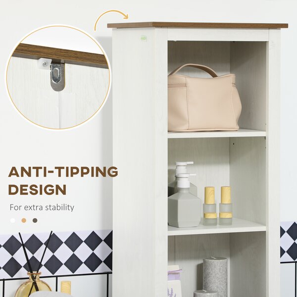Kleankin Bathroom Cabinet, Tall Storage Cabinet with Door and Adjustable Shelves, 39.5 x 30 x 160 cm, White