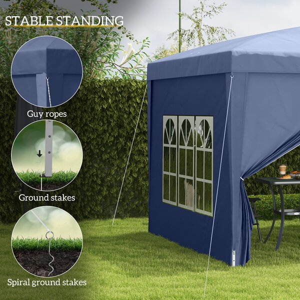 Outsunny 3 x 3m Pop Up Gazebo with Sides, Portable Water Resistant for Weddings, Camping & Outdoor Events, Blue Aosom UK