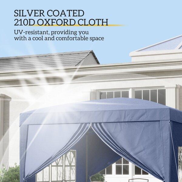 Outsunny 3 x 3m Pop Up Gazebo with Sides, Portable Water Resistant for Weddings, Camping & Outdoor Events, Blue Aosom UK