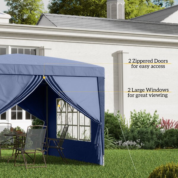 Outsunny 3 x 3m Pop Up Gazebo with Sides, Portable Water Resistant for Weddings, Camping & Outdoor Events, Blue Aosom UK