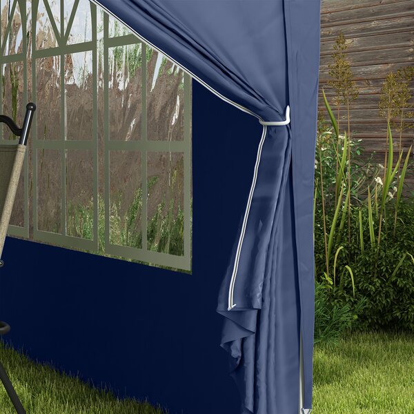 Outsunny 3 x 3m Pop Up Gazebo with Sides, Portable Water Resistant for Weddings, Camping & Outdoor Events, Blue Aosom UK
