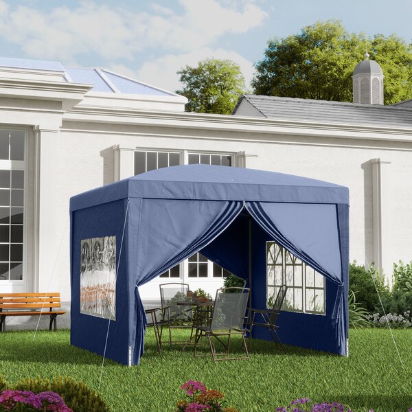 Outsunny 3 x 3m Pop Up Gazebo with Sides, Portable Water Resistant for Weddings, Camping & Outdoor Events, Blue Aosom UK