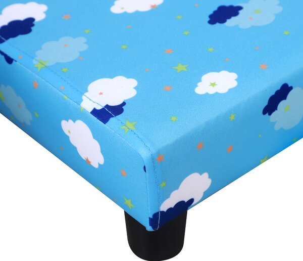 HOMCOM Childrens Sofa Mini Sofa Wood Frame w/ Footrest Anti-Slip Legs High Back Arms Bedroom Playroom Furniture Cute Cloud Star Blue Aosom UK