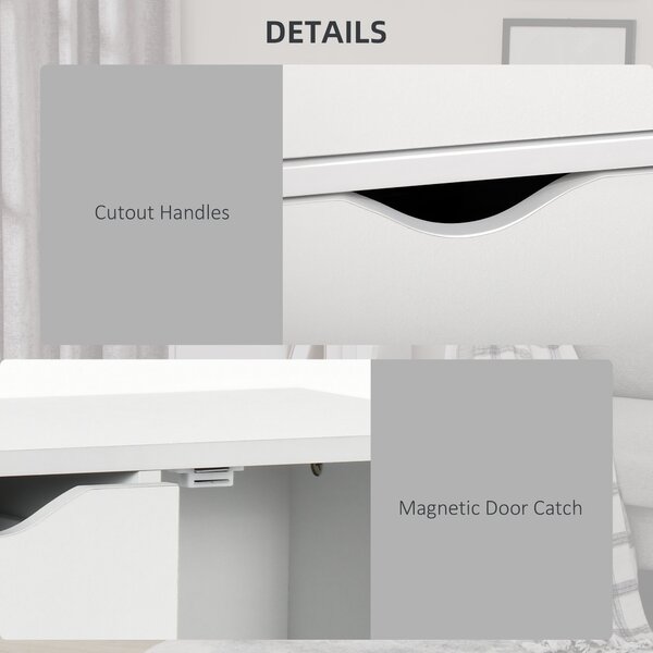 HOMCOM Freestanding Bathroom Cabinet, 4 Drawer Storage Cupboard with Door for Living Room, Kitchen, Bedroom, White Aosom UK