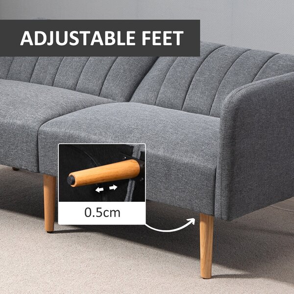 HOMCOM Two Seater Sofa Bed, Convertible Linen Fabric Sofa Couch, Click Clack Sofabed with Adjustable Split Backrest, Cat Scratch Anti, Grey Aosom UK