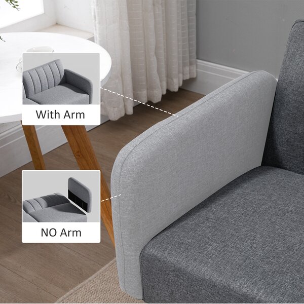 HOMCOM Two Seater Sofa Bed, Convertible Linen Fabric Sofa Couch, Click Clack Sofabed with Adjustable Split Backrest, Cat Scratch Anti, Grey Aosom UK