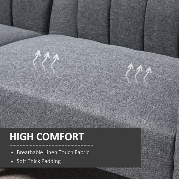 HOMCOM Two Seater Sofa Bed, Convertible Linen Fabric Sofa Couch, Click Clack Sofabed with Adjustable Split Backrest, Cat Scratch Anti, Grey Aosom UK