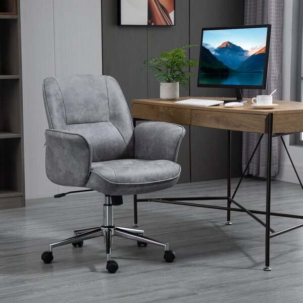 Vinsetto Swivel Ergonomic Office Chair Mid Back Desk Chair for Home Study Bedroom, Cat Scratch Resistant, Light Grey Aosom UK