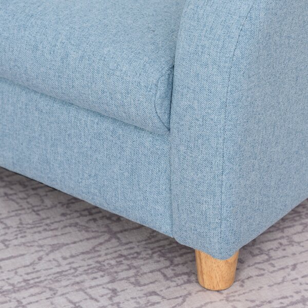 HOMCOM Kids Sofa Mini Sofa Armchair Wood Frame Anti-Slip Legs High Back Bedroom Playroom Furniture for 3-6 Ages, Cat Scratch Anti, Blue Aosom UK