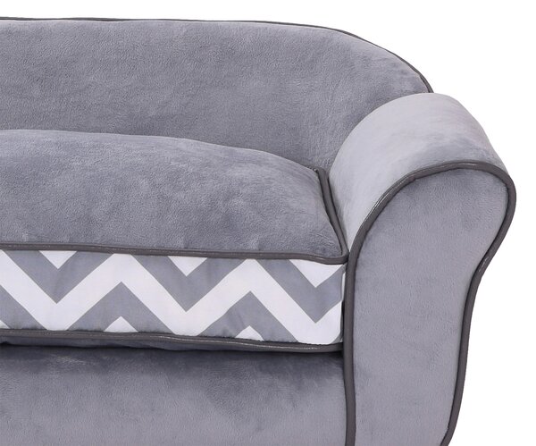 PawHut Dog Bed Sofa Velvet-Feel Pet Sofa Bed with Foam Cushion, Removable and Washable, for Medium Small Dogs, Grey Aosom UK
